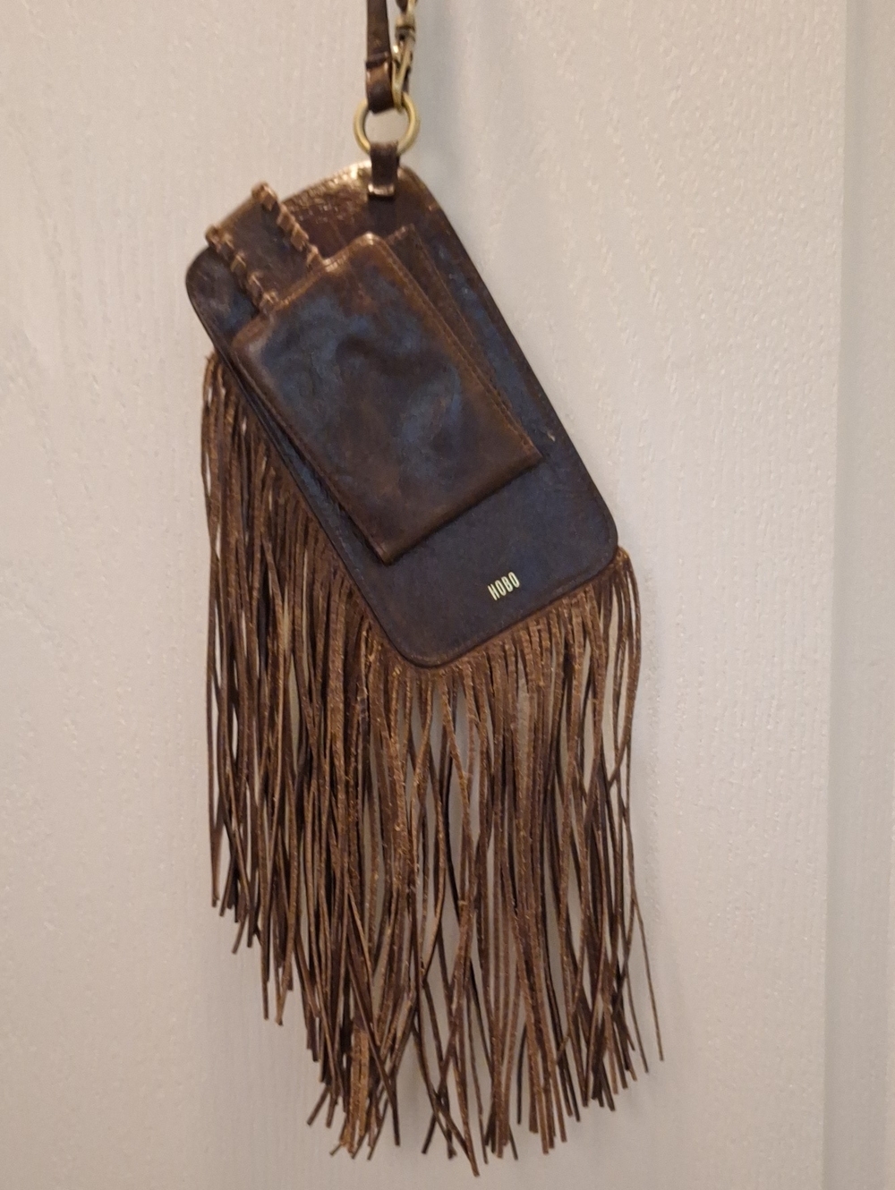 HOBO International "Plume" Phone/Card Case Wristlet Brown Leather - Picture 3 of 5